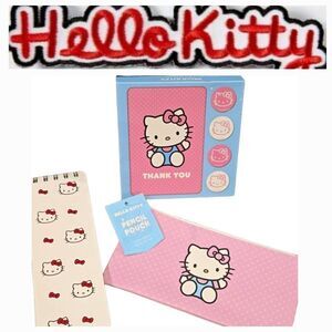 Hello Kitty Pencil Pouch, Reporter's List Pad, & Notecard Set